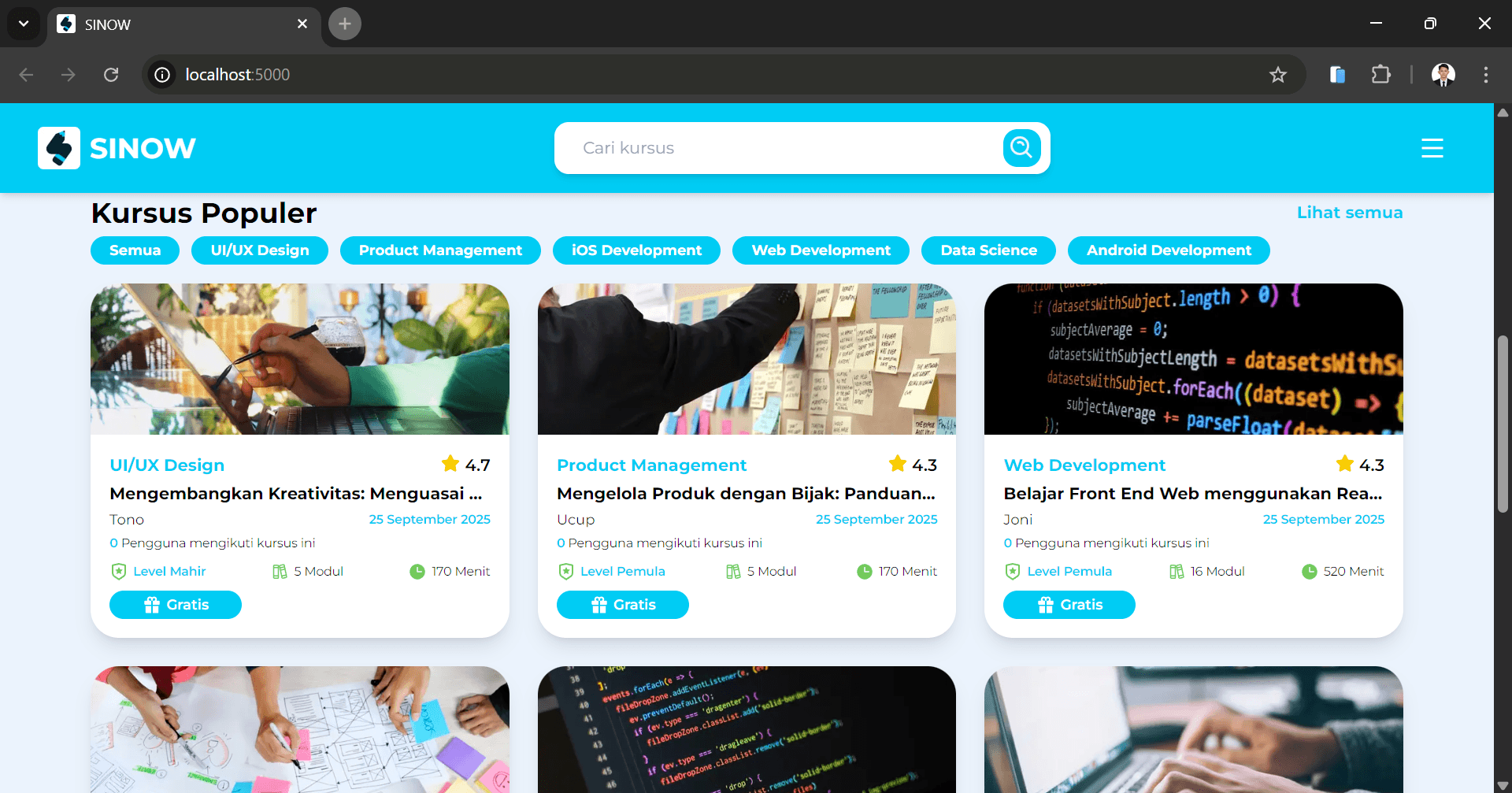 SINOW (MOOC App) - Screenshot 2