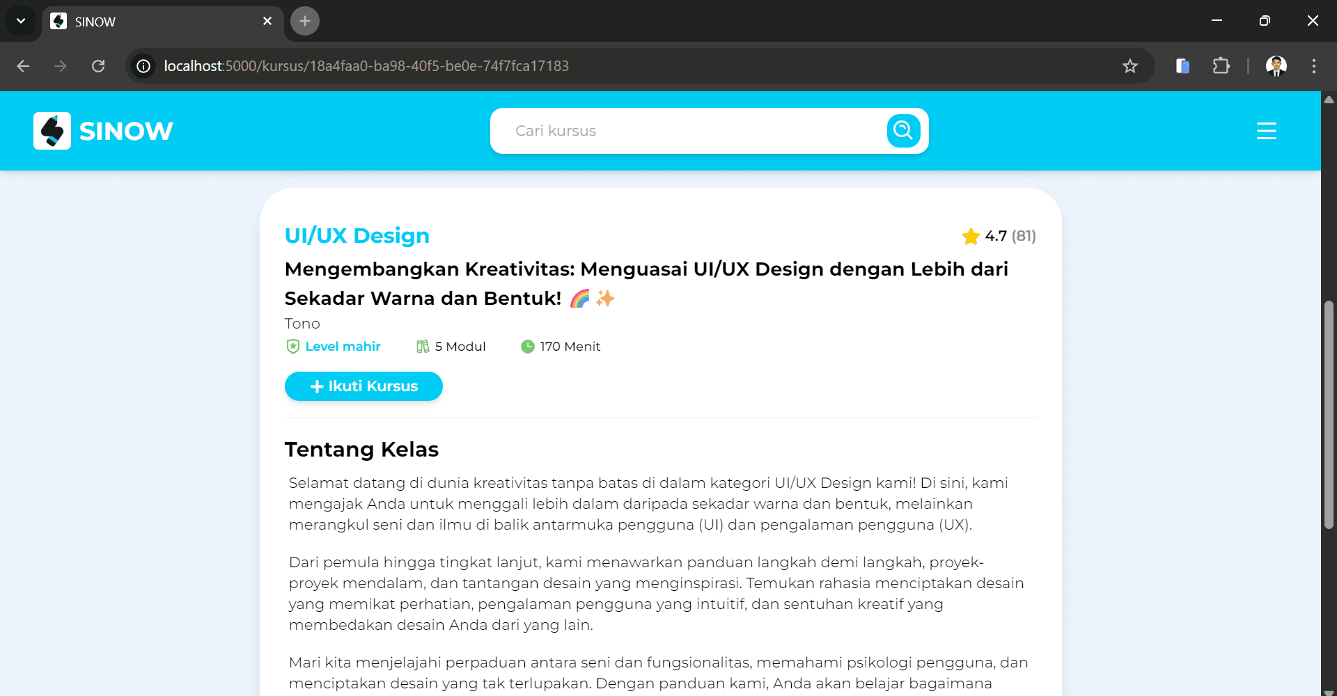 SINOW (MOOC App) - Screenshot 4